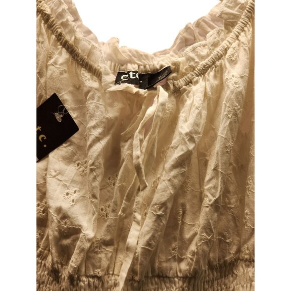 ETC Lazy Daisy Women's Bohemian White Eyelet Cotton Tiered Dress US/L NWT - Picture 11 of 11